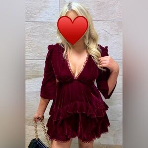 ASOS Petite Size 6 Burgundy velvet dress